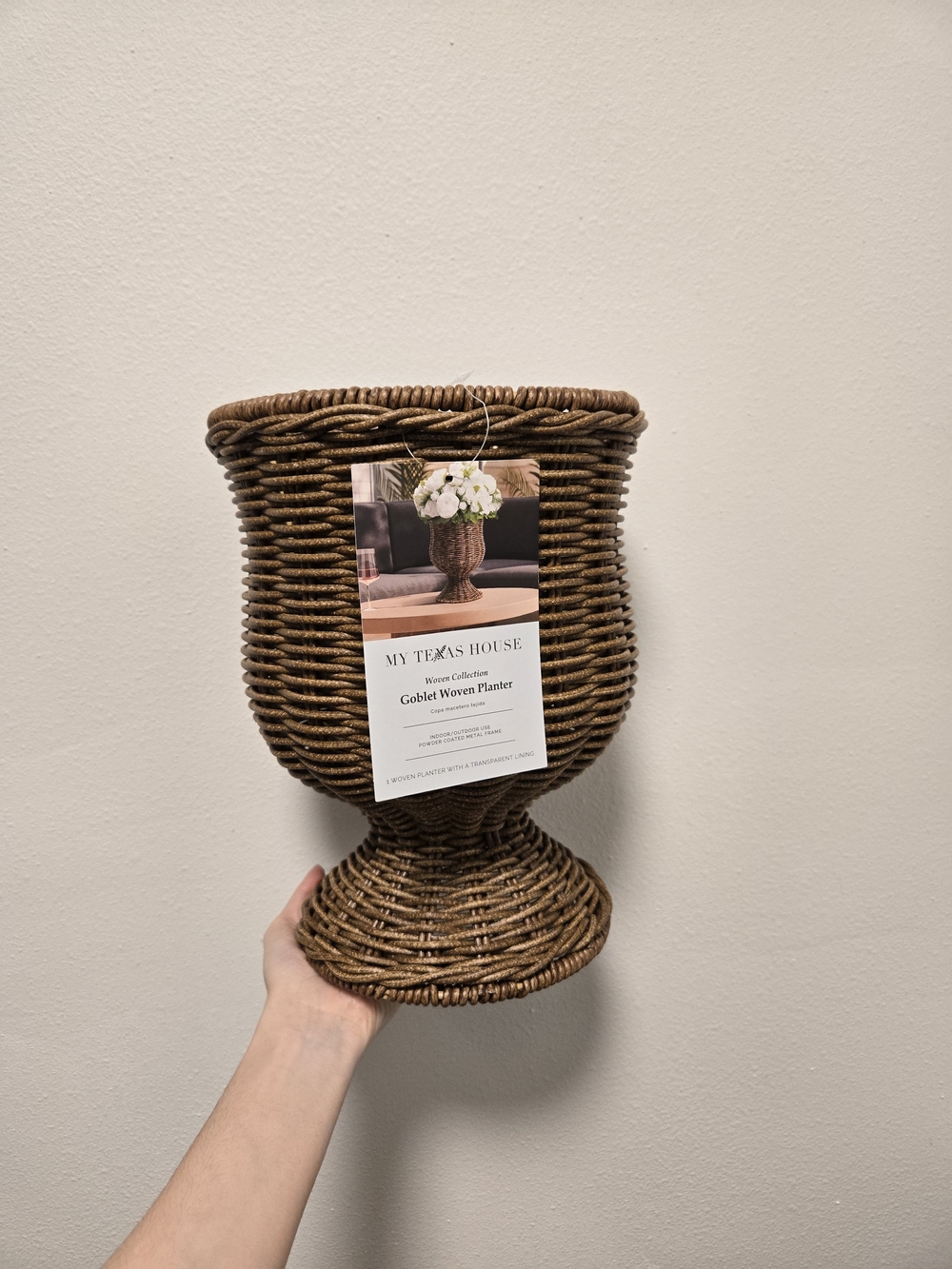 My Texas House Brown Woven Goblet Planter